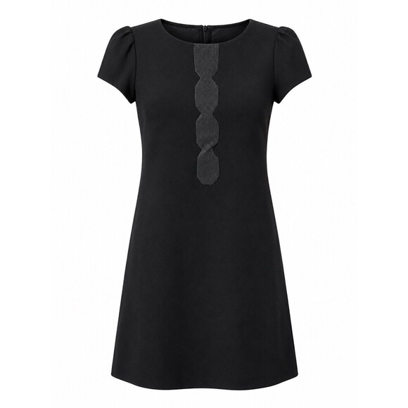 Theory Dresses & Skirts - Theory BLK Wool Short Sleeve Dress With Sequin Neckline Women Sz 2 Minimal EUC